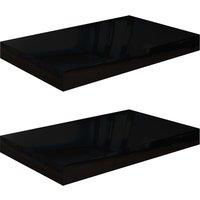 Vidaxl Floating Wall Shelves 2 Pcs High Gloss Black 40X23X3.8 Cm Mdf, Black