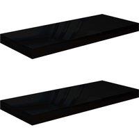 Vidaxl Floating Wall Shelves 2 Pcs High Gloss Black 60X23.5X3.8 Cm Mdf, Black