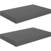 Vidaxl Floating Wall Shelves 2 Pcs High Gloss Grey 40X23X3.8 Cm Mdf, Grey