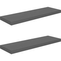 Vidaxl Floating Wall Shelves 2 Pcs High Gloss Grey 80X23.5X3.8 Cm Mdf, Grey