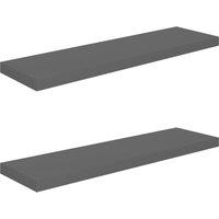 Vidaxl Floating Wall Shelves 2 Pcs High Gloss Grey 90X23.5X3.8 Cm Mdf, Grey