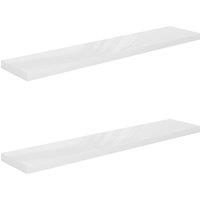 Vidaxl Floating Wall Shelves 2 Pcs High Gloss White 120X23.5X3.8 Cm Mdf, White