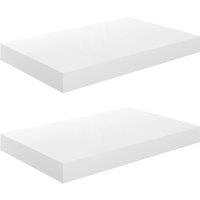 Vidaxl Floating Wall Shelves 2 Pcs High Gloss White 40X23X3.8 Cm Mdf, White