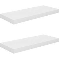 Vidaxl Floating Wall Shelves 2 Pcs High Gloss White 60X23.5X3.8 Cm Mdf, White