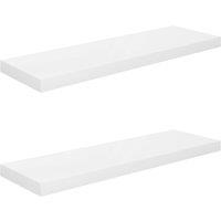 Vidaxl Floating Wall Shelves 2 Pcs High Gloss White 80X23.5X3.8 Cm Mdf, White