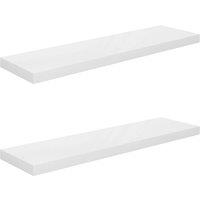 Vidaxl Floating Wall Shelves 2 Pcs High Gloss White 90X23.5X3.8 Cm Mdf, White