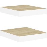 Vidaxl Floating Wall Shelves 2 Pcs Oak And White 23X23.5X3.8 Cm Mdf, Brown
