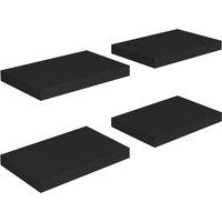 Vidaxl Floating Wall Shelves 4 Pcs Black 40X23X3.8 Cm Mdf, Black