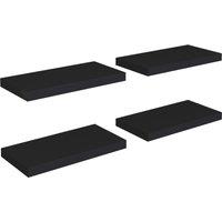 Vidaxl Floating Wall Shelves 4 Pcs Black 50X23X3.8 Cm Mdf, Black