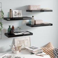 Vidaxl Floating Wall Shelves 4 Pcs High Gloss Black 50X23X3.8 Cm Mdf, Black
