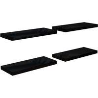Vidaxl Floating Wall Shelves 4 Pcs High Gloss Black 60X23.5X3.8 Cm Mdf, Black