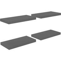 Vidaxl Floating Wall Shelves 4 Pcs High Gloss Grey 50X23X3.8 Cm Mdf, Grey