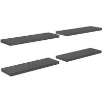 Vidaxl Floating Wall Shelves 4 Pcs High Gloss Grey 80X23.5X3.8 Cm Mdf, Grey