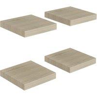 Vidaxl Floating Wall Shelves 4 Pcs Oak 23X23.5X3.8 Cm Mdf, Brown