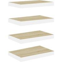 Vidaxl Floating Wall Shelves 4 Pcs Oak And White 40X23X3.8 Cm Mdf, Brown