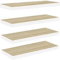 Vidaxl Floating Wall Shelves 4 Pcs Oak And White 80X23.5X3.8 Cm Mdf, Brown