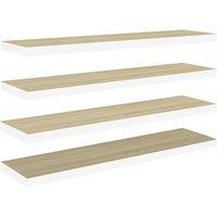 Vidaxl Floating Wall Shelves 4 Pcs Oak And White 90X23.5X3.8 Cm Mdf, Brown