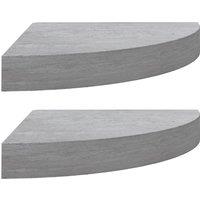 Vidaxl Wall Corner Shelves 2 Pcs Concrete Grey 35X35X3.8 Cm Mdf, Grey