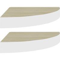 Vidaxl Wall Corner Shelves 2 Pcs Oak And White 35X35X3.8 Cm Mdf, Brown