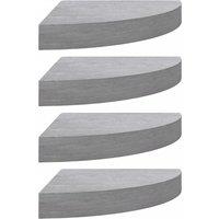 Vidaxl Wall Corner Shelves 4 Pcs Concrete Grey 25X25X3.8 Cm Mdf, Grey
