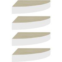 Vidaxl Wall Corner Shelves 4 Pcs Oak And White 35X35X3.8 Cm Mdf, Brown