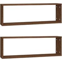 Vidaxl Wall Cube Shelves 2 Pcs Brown Oak 80X15X26.5 Cm Engineered Wood, Brown