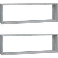 Vidaxl Wall Cube Shelves 2 Pcs Grey Sonoma 80X15X26.5 Cm Engineered Wood, Grey