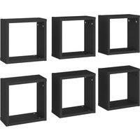 Vidaxl Wall Cube Shelves 6 Pcs Black 30X15X30 Cm, Black