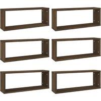 Vidaxl Wall Cube Shelves 6 Pcs Brown Oak 60X15X23 Cm Engineered Wood, Brown
