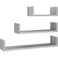 Vidaxl Wall Display Shelves 3 Pcs Grey Sonoma Engineered Wood, Grey