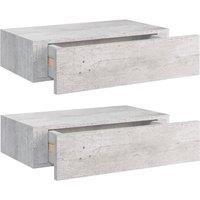 Vidaxl Wall Drawer Shelves 2 Pcs Concrete Grey 40X23.5X10Cm Mdf, Grey