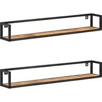 Vidaxl Wall Shelves 2 Pcs 120 Cm Rough Mango Wood, Black