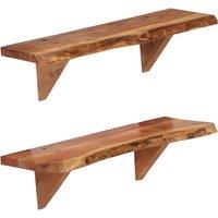 Vidaxl Wall Shelves 2 Pcs 60X20X16 Cm Solid Acacia Wood, Brown