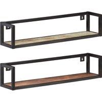 Vidaxl Wall Shelves 2 Pcs 80 Cm Solid Reclaimed Wood, Brown