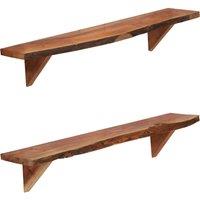 Vidaxl Wall Shelves 2 Pcs 90X20X16 Cm Solid Acacia Wood, Brown