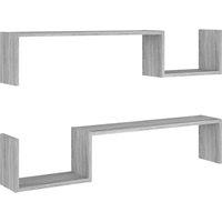 Vidaxl Wall Shelves 2 Pcs Grey Sonoma 100X15X20 Cm Engineered Wood, Grey