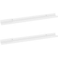 Vidaxl Wall Shelves 2 Pcs High Gloss White 80X9X3 Cm, White