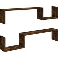 Vidaxl Wall Shelves 2 Pcs Smoked Oak 100X15X20 Cm Engineered Wood, Brown