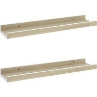 Vidaxl Wall Shelves 2 Pcs White And Sonoma Oak 40X9X3 Cm, White