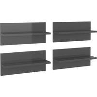 Vidaxl Wall Shelves 4 Pcs High Gloss Grey 40X11.5X18 Cm, Grey