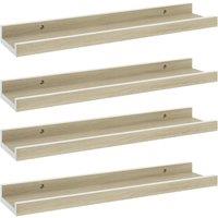 Vidaxl Wall Shelves 4 Pcs White And Sonoma Oak 40X9X3 Cm, White