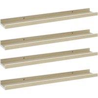 Vidaxl Wall Shelves 4 Pcs White And Sonoma Oak 60X9X3 Cm, White