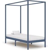 Vidaxl Canopy Bed Frame Grey Solid Pine Wood 90X200 Cm, Grey