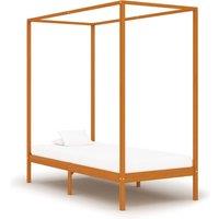 Vidaxl Canopy Bed Frame Honey Brown Solid Pine Wood 100X200 Cm, Brown