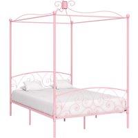 Vidaxl Canopy Bed Frame Pink Metal 140X200 Cm, Pink