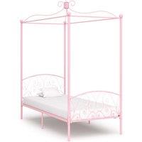 Vidaxl Canopy Bed Frame Pink Metal 90X200 Cm, Pink