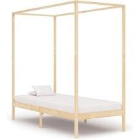 Vidaxl Canopy Bed Frame Solid Pine Wood 100X200 Cm, Brown
