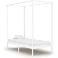 Vidaxl Canopy Bed Frame White Solid Pine Wood 100X200 Cm, White