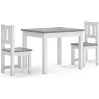 vidaXL 3 Piece Children Table and Chair Set White and Grey MDF, White