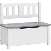 vidaXL Children Storage Bench White and Grey 60x30x55 cm MDF, White